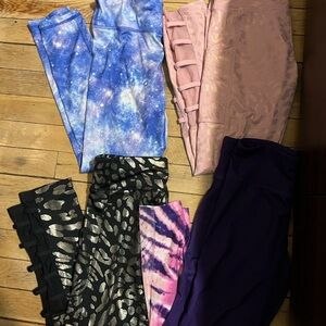 Lot of 6 Justice Eddie Bauer Leggings Animal Print & Galaxy zipper Size 10/12